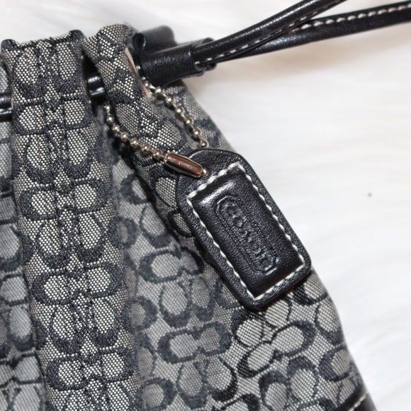 Coach, Black Monogram leather/cloth classic C print drawstring pouch - Picture 2 of 15